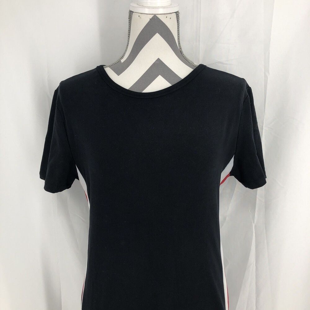 Derek Heart Black Racing Stripe Side Red White Short Sleeve T-Shirt Dress Large